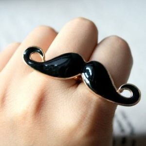 Hot Topic Black Enamel Mustache Ring